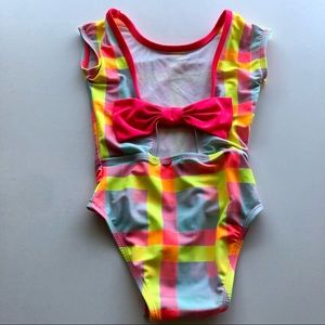 Cat&Jack big bow on back & bold colored one piece bathing suit-5T-snap bottom